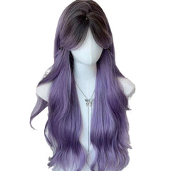 Full Head Long Wavy Hair Purple Cosplay Wig