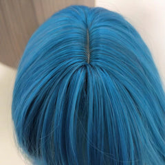 Short Curly Hair Sea Blue Lolita Curling Wig with Bangs