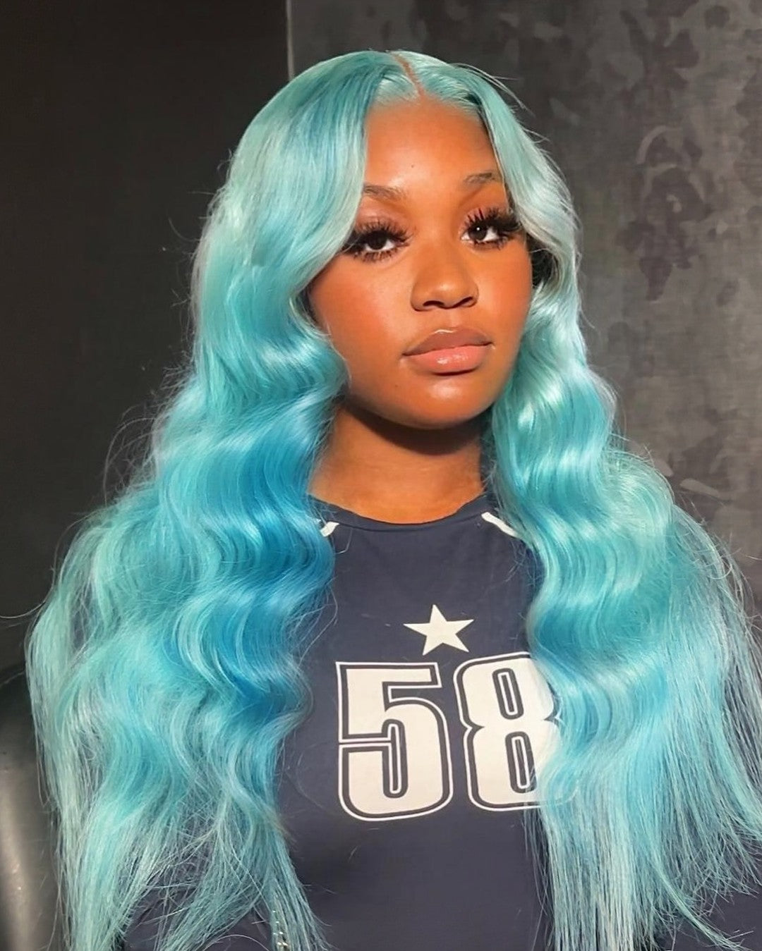 Light Blue Lace Front Wig Human Hair Pre Plucked Body Wave Wig