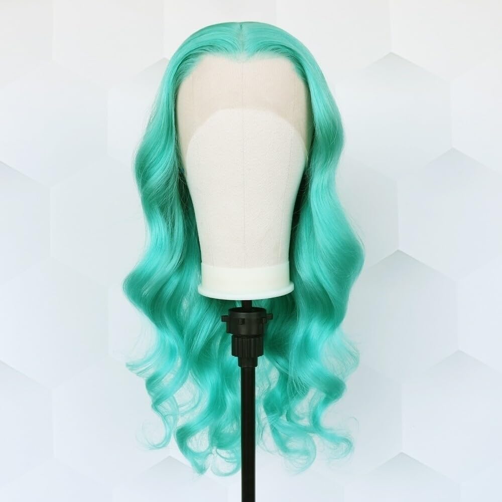Mint Green Body Wave Lace Front Wig Human Hair 200% Density Colored Human Hair Wigs