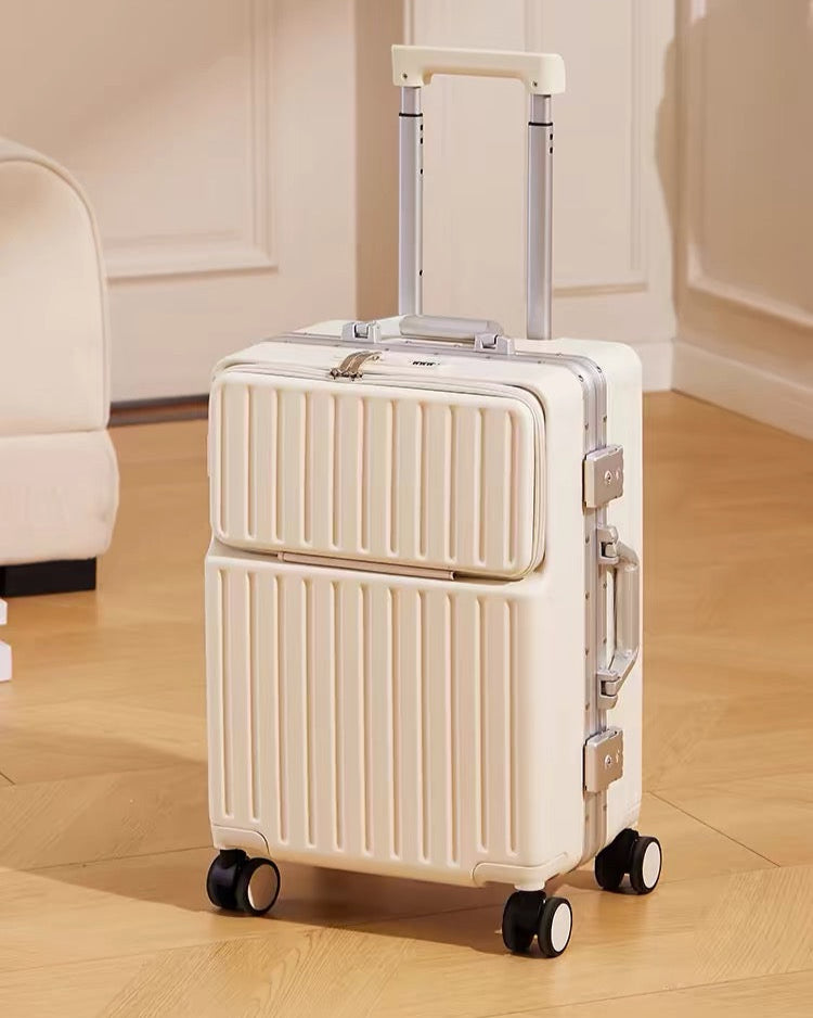 Front opening suitcase 2025 new multifunctional 20-inch boarding suitcase wide trolley suitcase bag