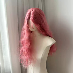 Grapefruit Pink Wig Wave Curly Hair Long Hair Party Wig