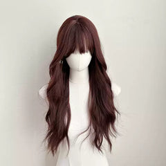 Maple Leaf Red Brown Korean Wig Autumn New Style Air Bangs Wig