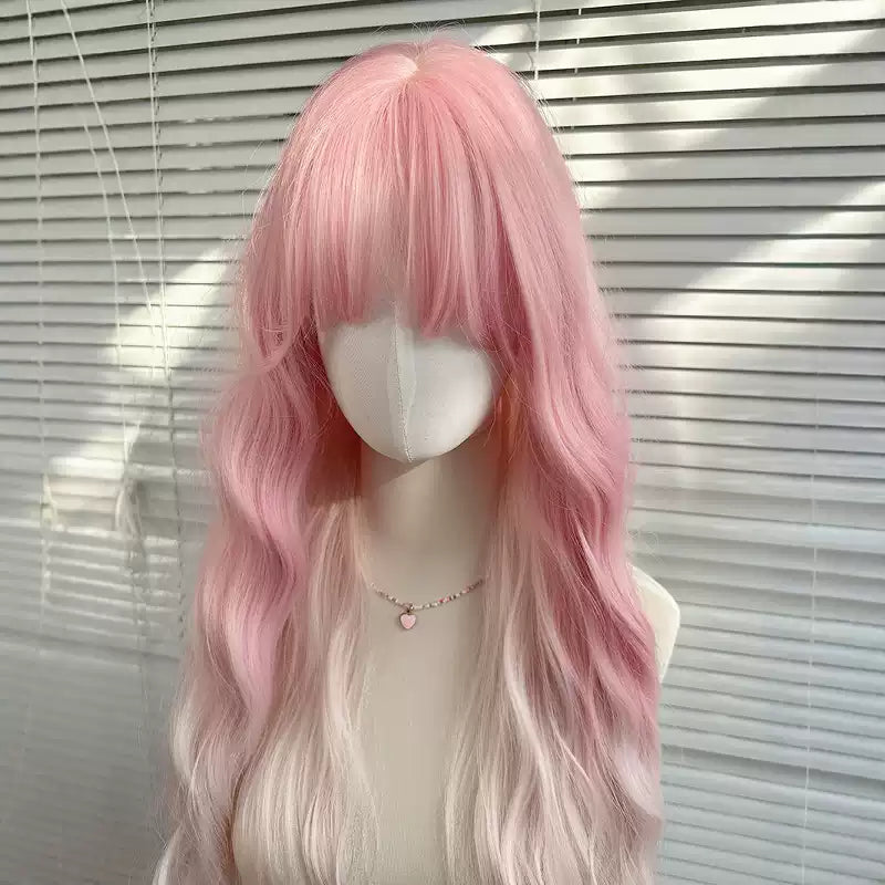Pink White Ombre Wig Female Long Hair Wig