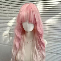 Pink White Ombre Wig Female Long Hair Wig