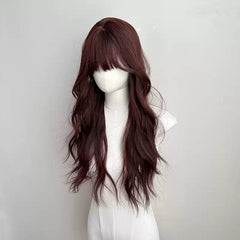 Maple Leaf Red Brown Korean Wig Autumn New Style Air Bangs Wig
