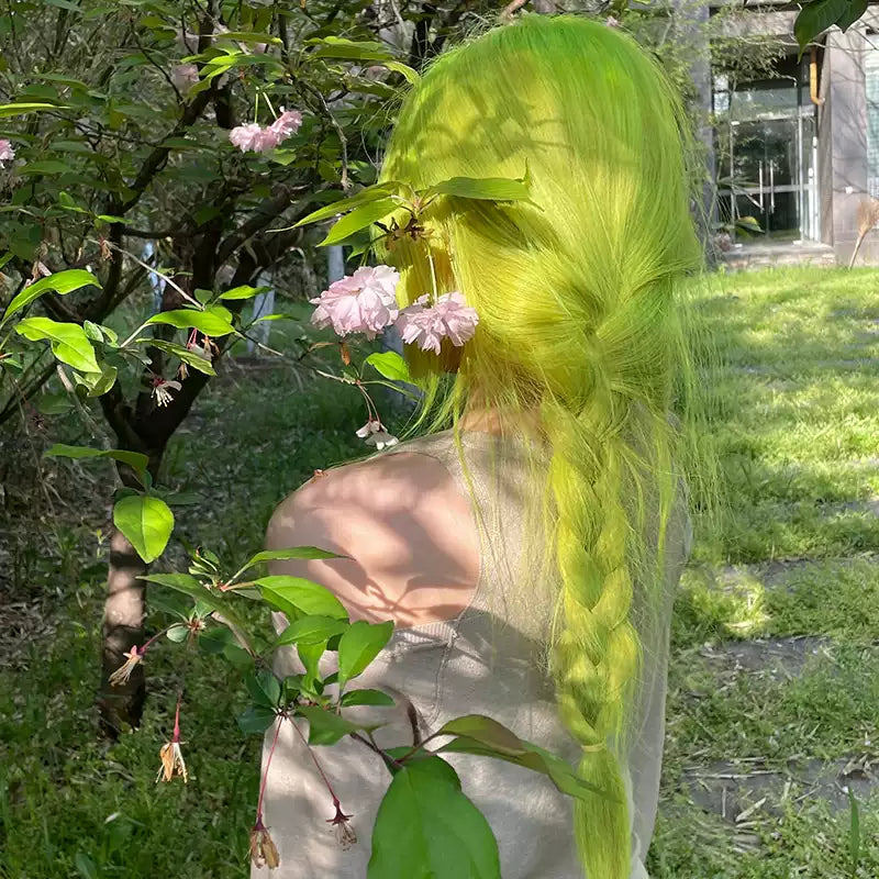 Fluorescent Light Green Spring Season Wig