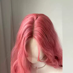 Grapefruit Pink Wig Wave Curly Hair Long Hair Party Wig