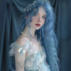 Summer Blue Girly Lolita Wig Long Hair Wig