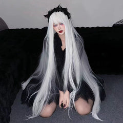 Cosplay Long White Straight Wig Synthetic None Lace Hair Wig