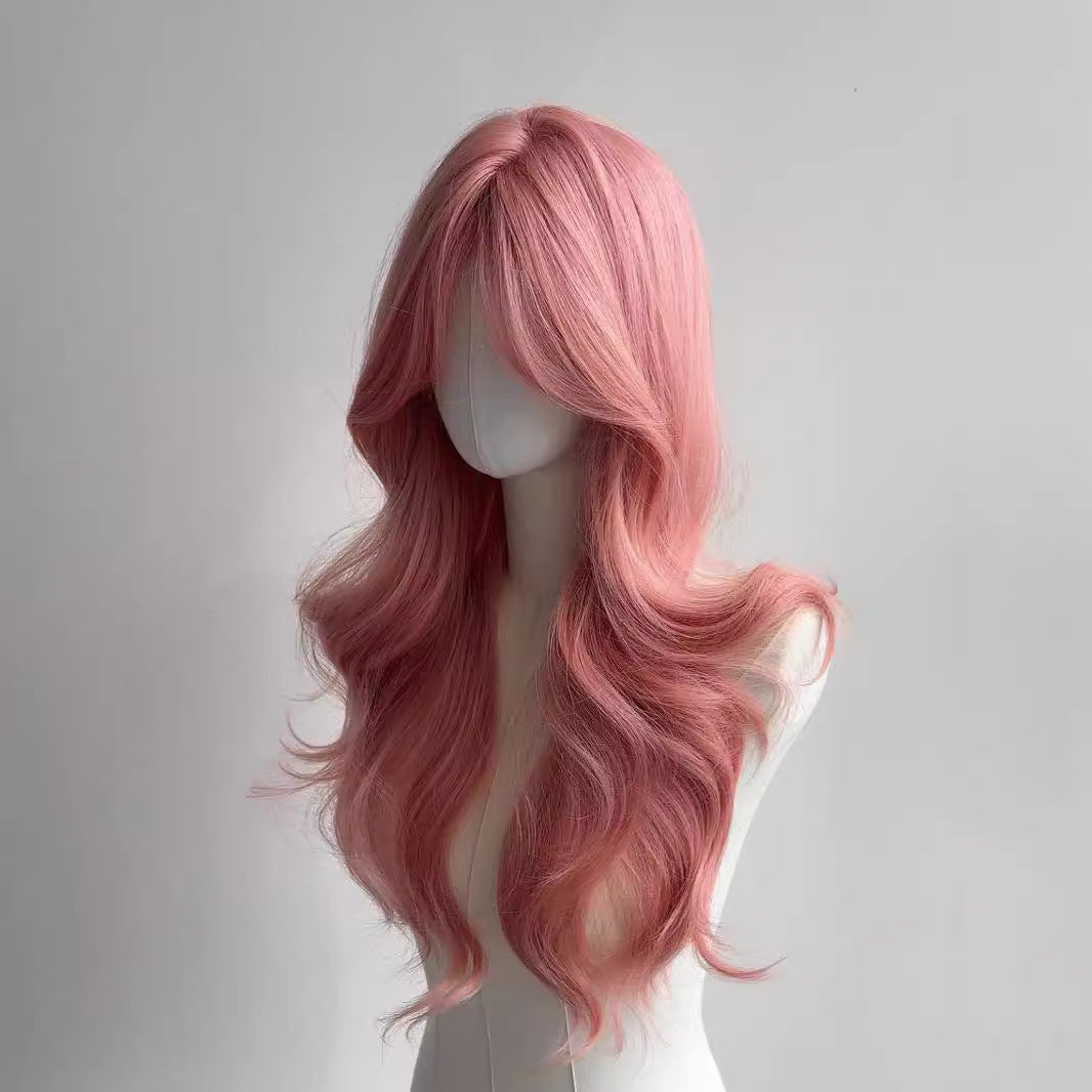 Grapefruit Pink Long Wave Hair Female Cosplay Wig
