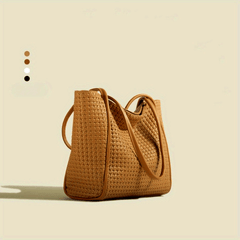 Large Capacity Women's Tote Bag - Retro Fashion Simple Shoulder Bag with Textured Design