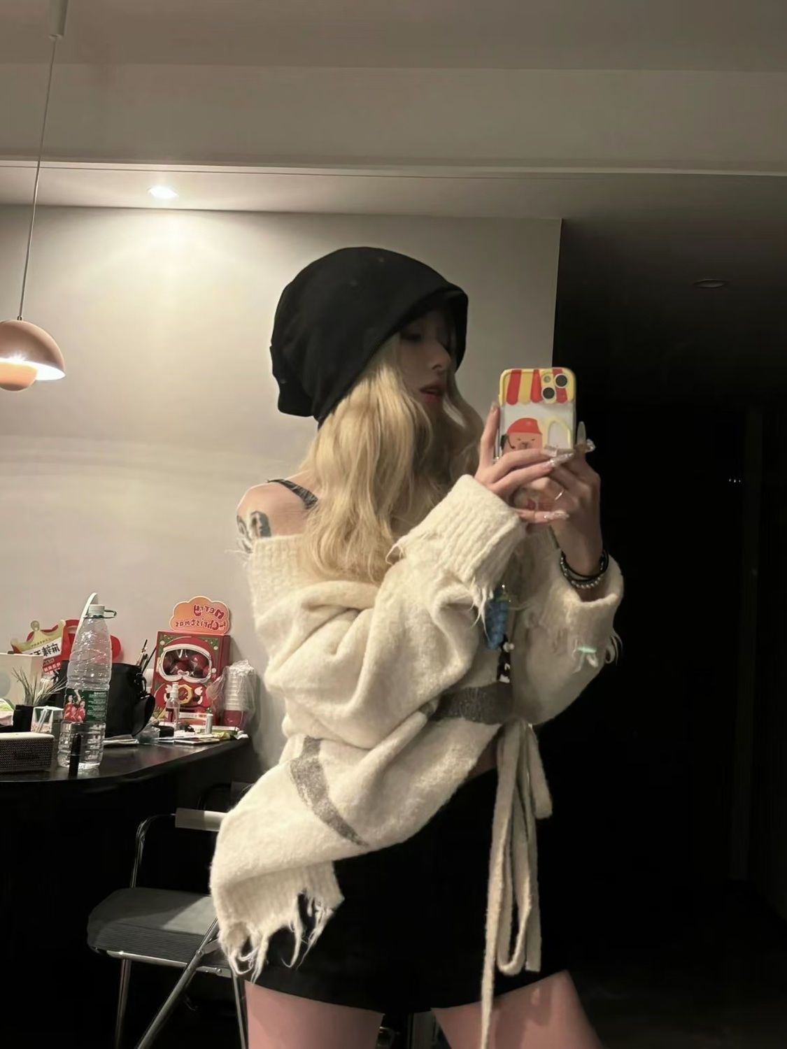 Hat Wig for Women Autumn Platinum Curly Hair Sweet and Cool Hat Wig