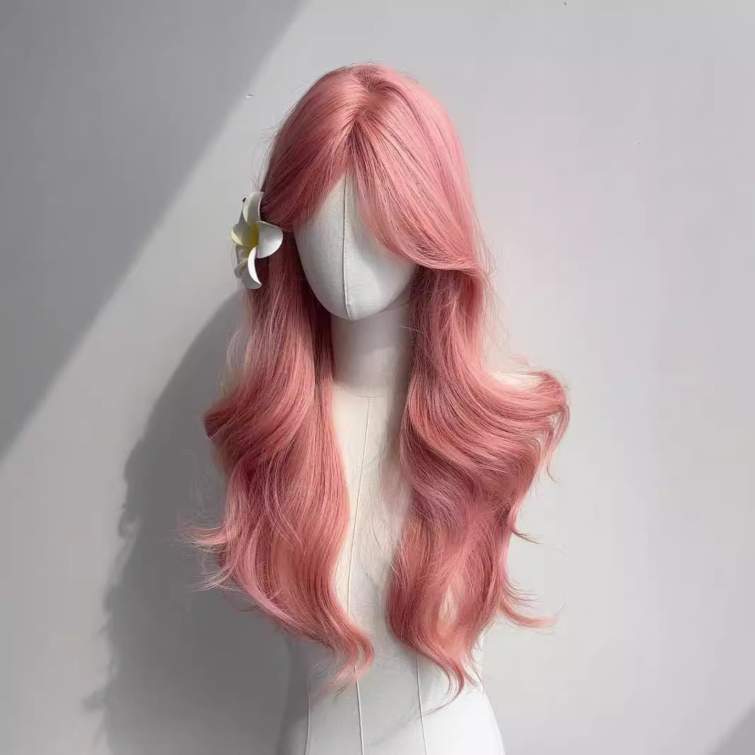 Grapefruit Pink Long Wave Hair Female Cosplay Wig