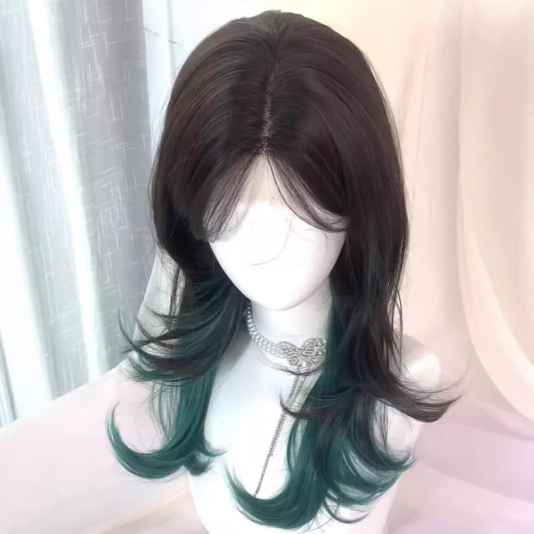 Wolf Tail Wig Tail Dyed Mid-Length Lace Hair Wig