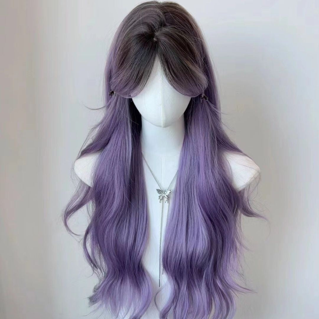 Full Head Long Wavy Hair Purple Cosplay Wig
