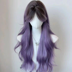 Full Head Long Wavy Hair Purple Cosplay Wig