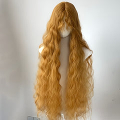 Golden Yellow 40inch Wool Curly Wig Style Lolita Lazy Fluffy Full Head Wig