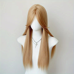 Women's Mid-Length Golden Long Straight Hair Everyday Style Wig