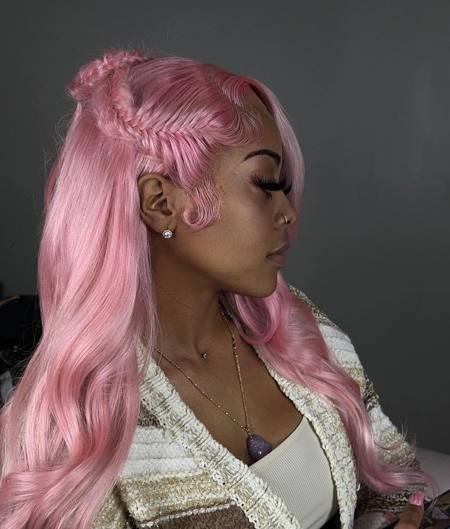 Pink Lace Front Wig Human Hair 20 Inch 13x4 Cotton Candy Pink Straight HD Lace Frontal Wig