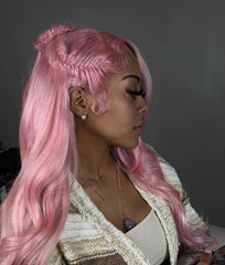 Pink Lace Front Wig Human Hair 20 Inch 13x4 Cotton Candy Pink Straight HD Lace Frontal Wig