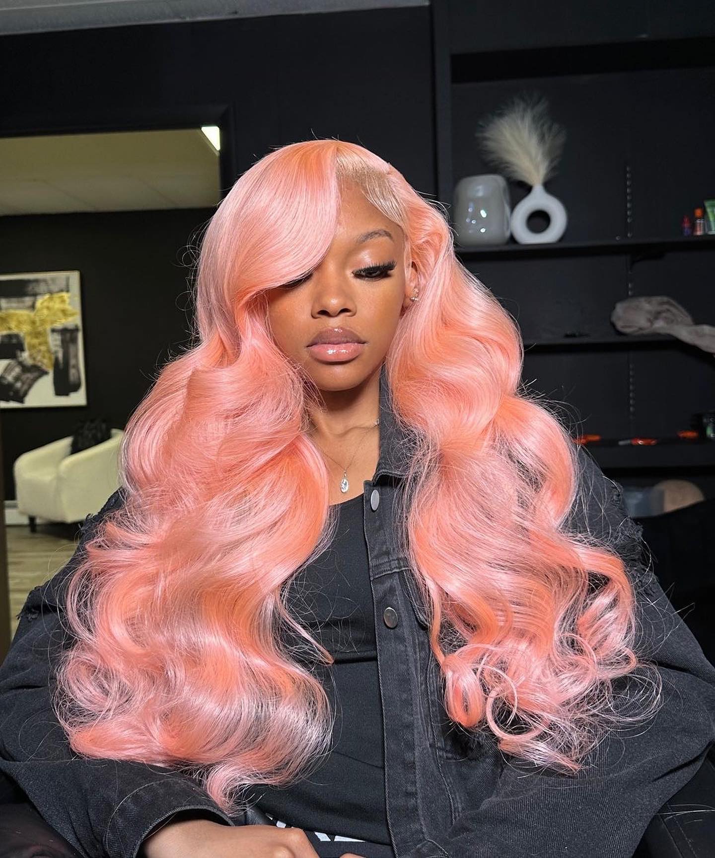 Rose Pink Lace Front Wig Pre Plucked Glueless Body Wave Lace Wig