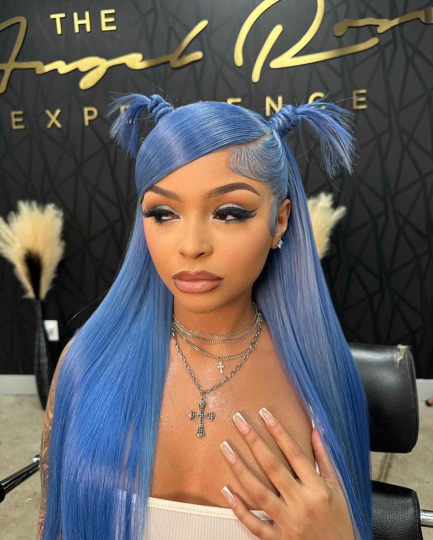 Blue Straight Lace Front Wig Human Hair Pre Plucked 13x4 Blue Wig Human Hair