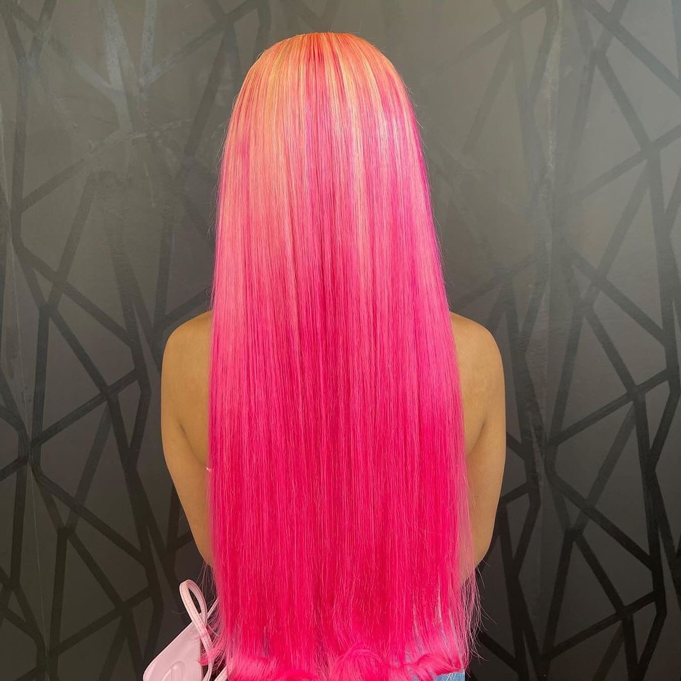 Blonde Root Light Pink Lace Front Wig Pre Plucked Glueless Long Straight Wig