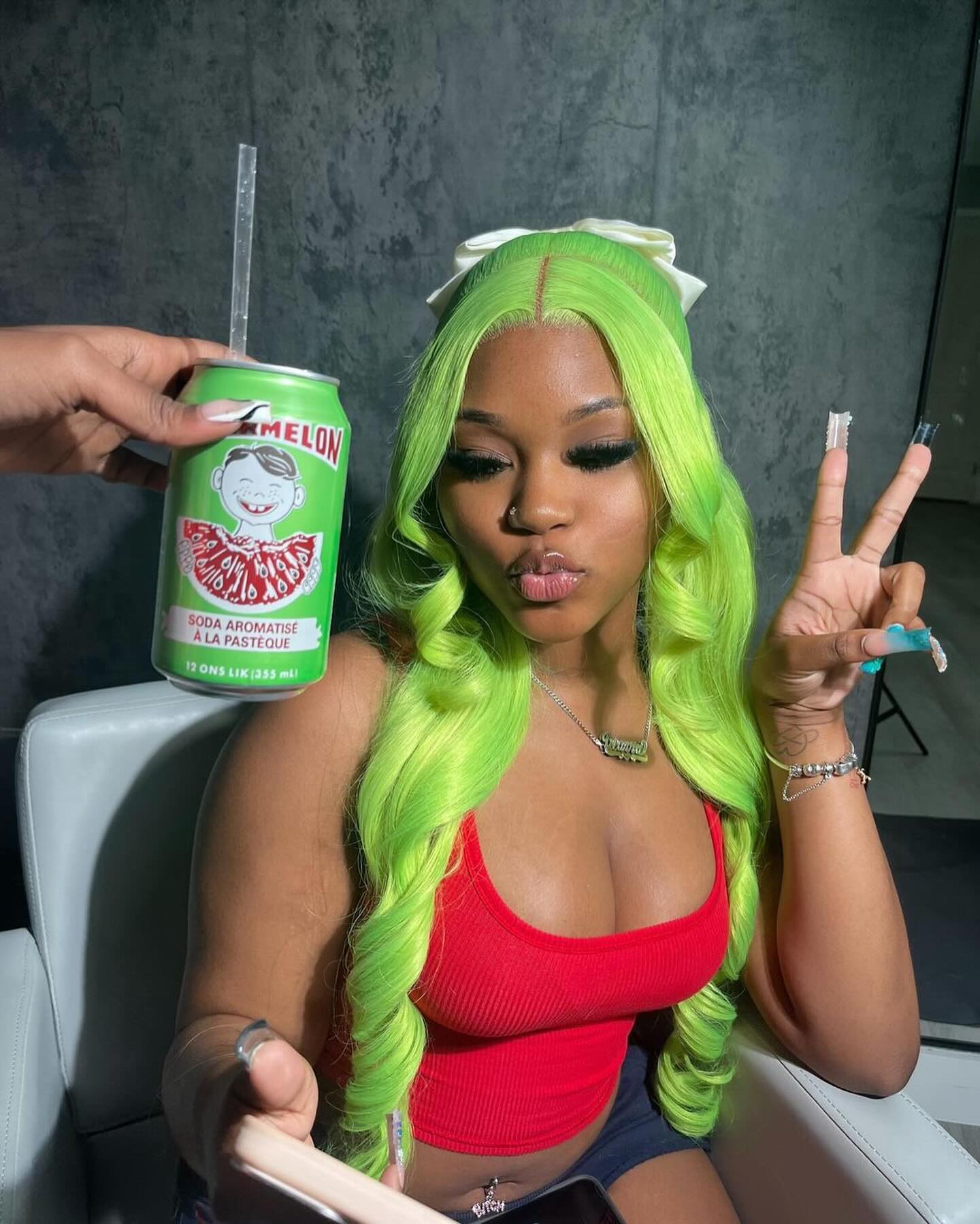 Lime Green Wig Long Straight Lime Green Human Hair Lace Front Wigs