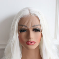 Pearl-White Wavy Synthetic 13x4 Lace Front Wig