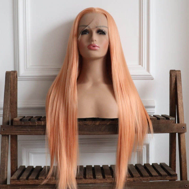 Cleo-Light Orange Color Synthetic 13x4 Lace Front Wig