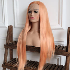 Cleo-Light Orange Color Synthetic 13x4 Lace Front Wig