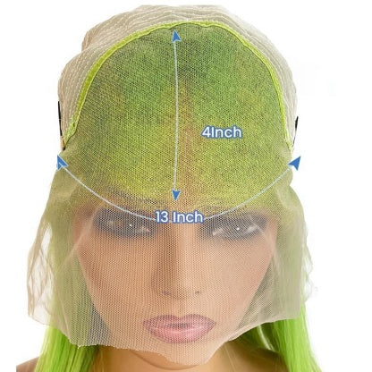 Lime Green Wig Long Straight Lime Green Human Hair Lace Front Wigs
