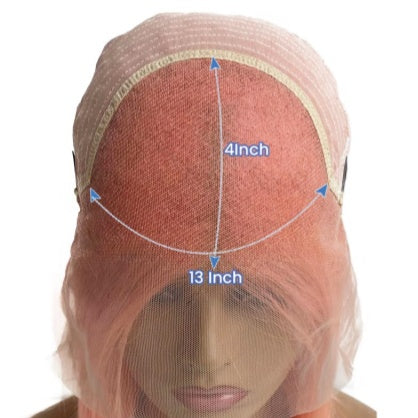 Rose Pink Lace Front Wig Pre Plucked Glueless Body Wave Lace Wig