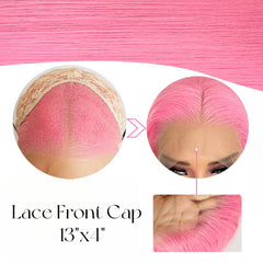 Pink Lace Front Wig Human Hair 20 Inch 13x4 Cotton Candy Pink Straight HD Lace Frontal Wig
