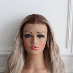 Juno-Brown Root and Beige Ombre Wavy Synthetic 13x4 Lace Front Wig