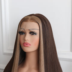 Ivy-Blonde Brown Highlight Synthetic 13x4 Lace Front Wig