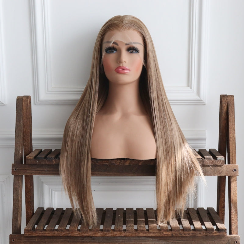 Frida-Light Brown Highlight Synthetic 13x4 Lace Front Wig