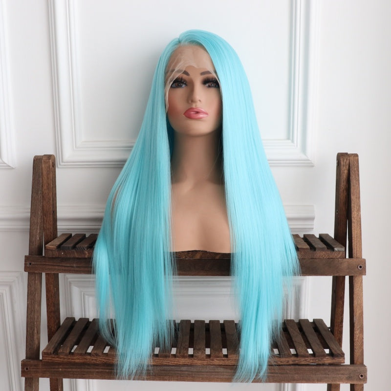 Zion-Light Turquoise Straight Synthetic 13x4 Lace Front Wig